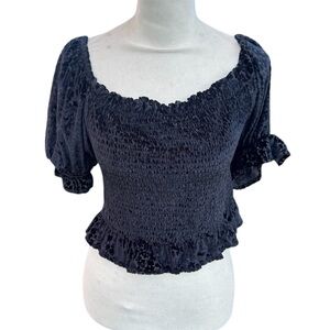 Rewind Soft Velvet Pattern Black Cottagecore Girly Goth Plus 2XL Blouse Top